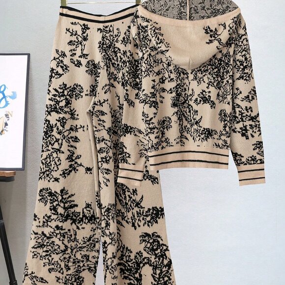 Khaki Boho Women's Printed Sweater Set - Picture 2 of 8